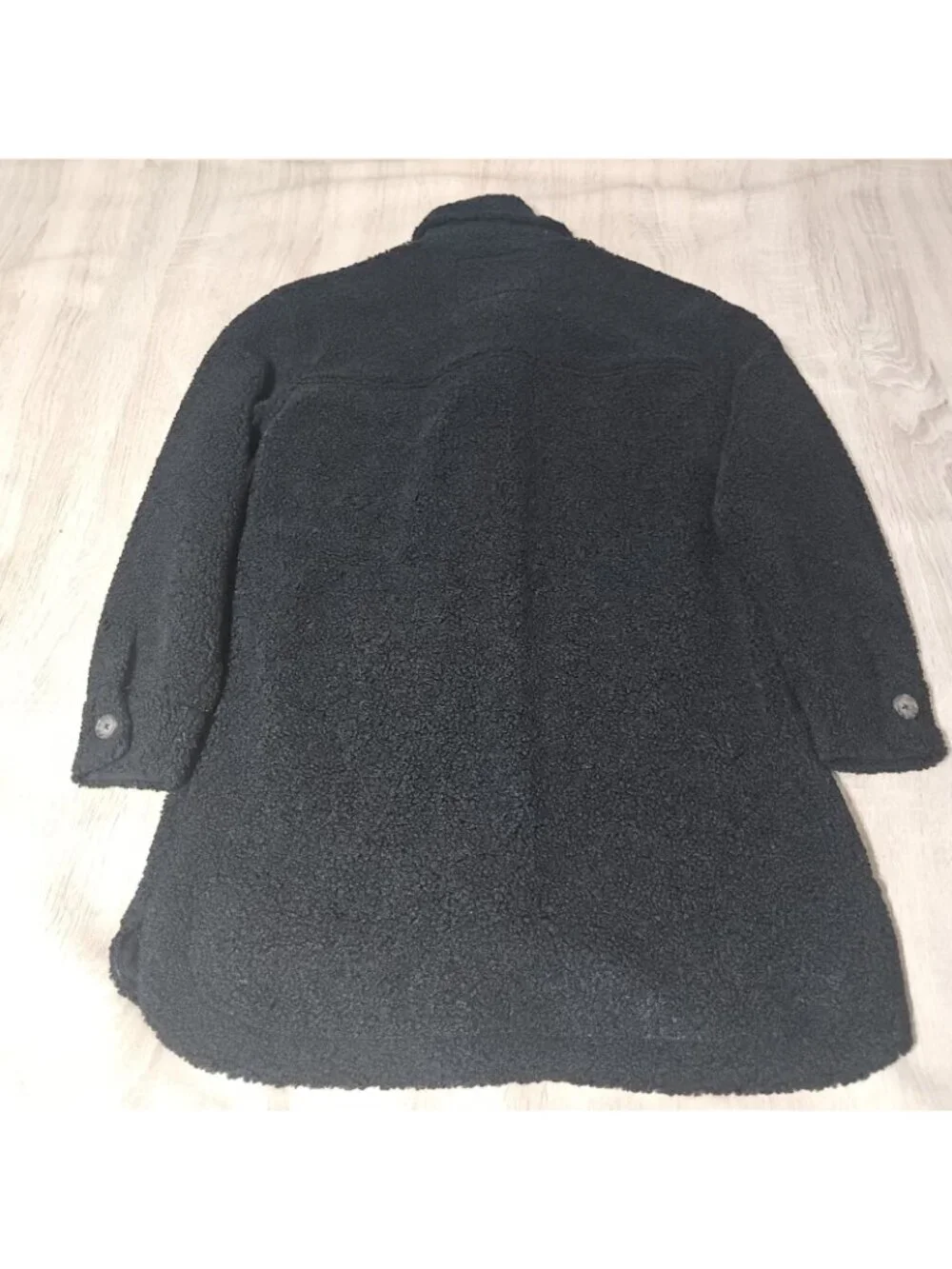 Lucky Brand Size L  Black Teddy Sherpa Shirt Jacket Shacket Oversized